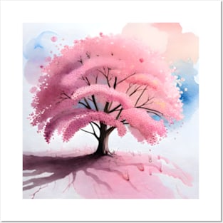 Watercolor Sakura Tree Posters and Art